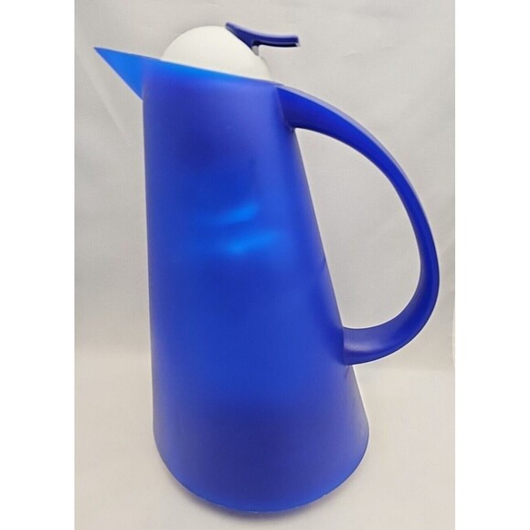 Mikasa Harbour Blue Thermal Carafe Frosted Modern Coastal Nautical Coffee Server - Picture 2 of 15